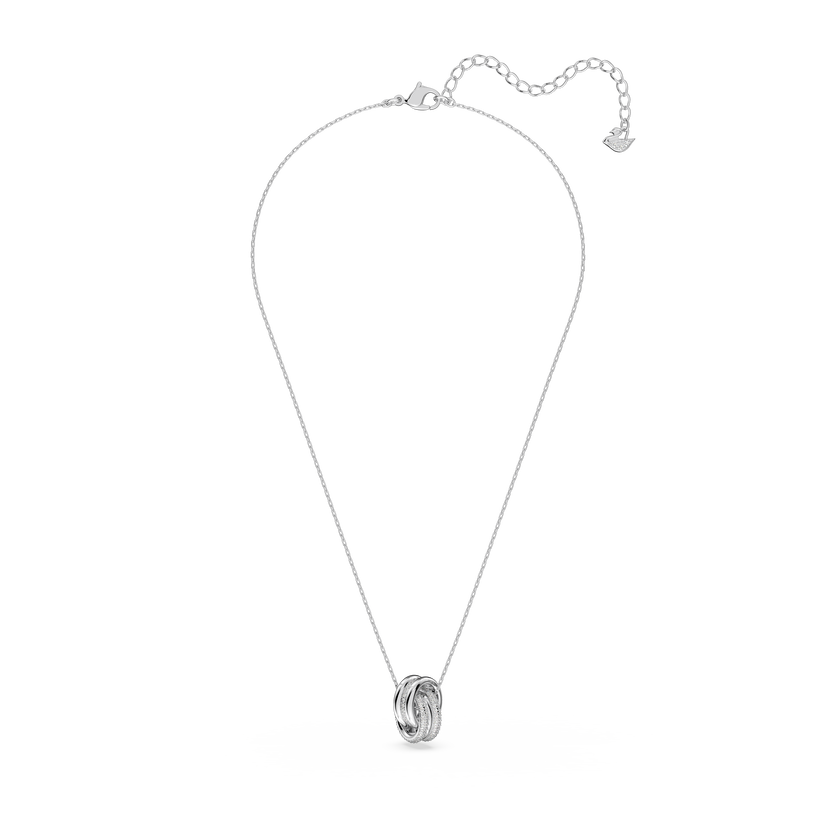 swarovski قلادة further، دوائر متداخلة، حجم صغير، لون أبيض، طلاء روديوم