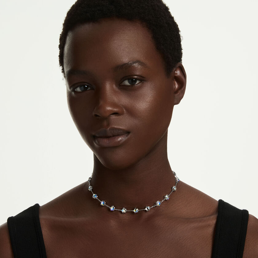 swarovski عقد chroma، قطع متنوع، نجمة، لون أبيض، طلاء روديوم