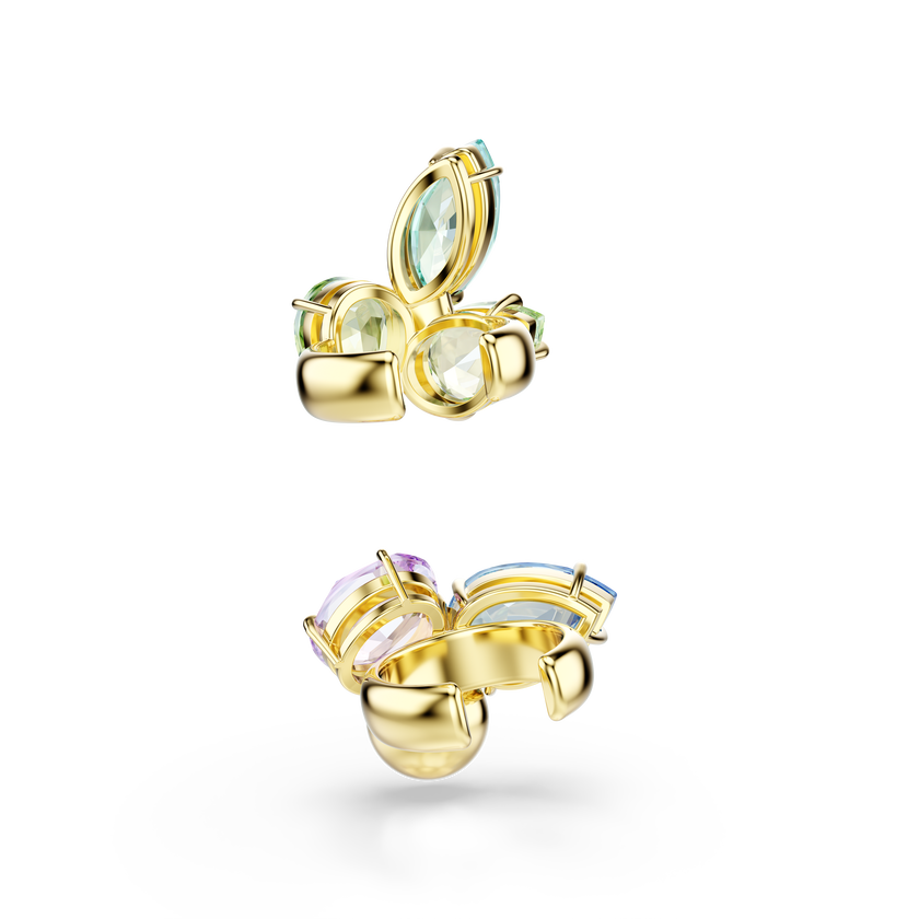 swarovski حلية للأذن gema، تصميم غير متماثل، قطع متنوع، ألوان متعددة، طلاء باللون الذهبي