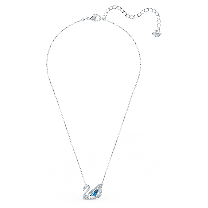 swarovski عقد swan، على شكل بجعة، لون أزرق، طلاء روديوم