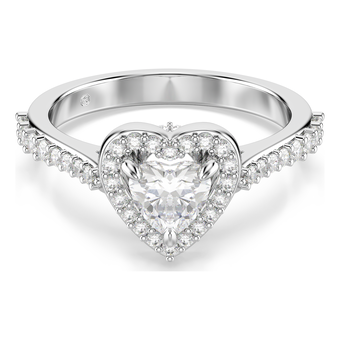 swarovski una angelic motif ring  mixed cuts  heart  white  rhodium plated