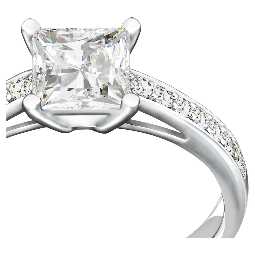 swarovski خاتم attract، pav ، لون أبيض، طلاء روديوم