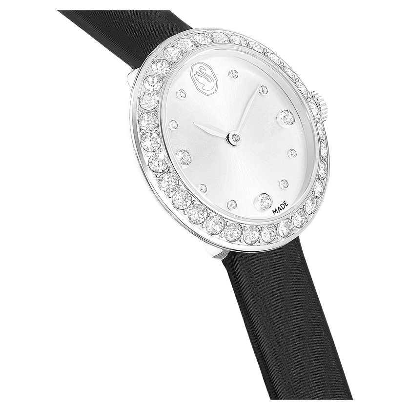 swarovski ساعة matrix tennis، صناعة سويسرية، سوار جلد، لون أسود، ستانلس ستيل