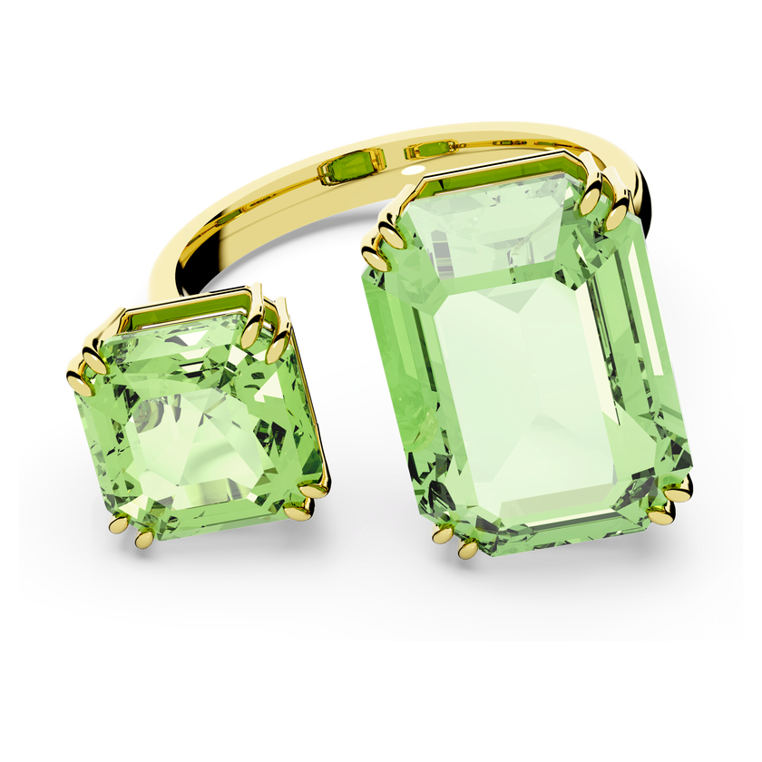 swarovski خاتم millenia كوكتيل، مزدان بكريستالات مثمنة، لون أخضر، طلاء باللون الذهبي