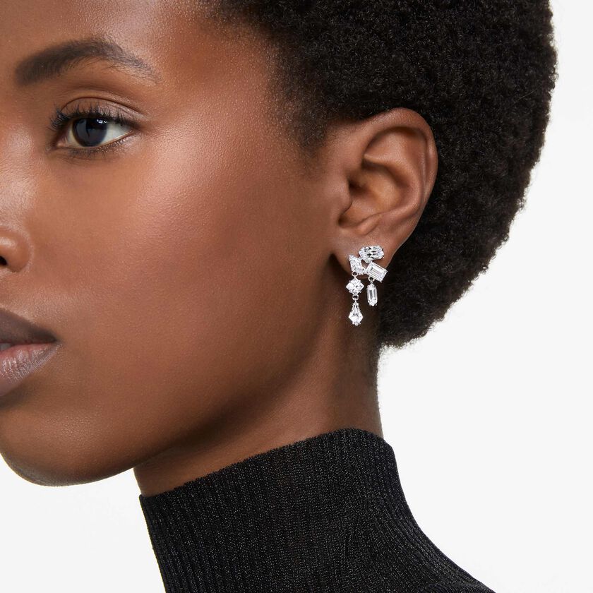 swarovski أقراط متدلية mesmera، قطع متنوع، لون أبيض، طلاء روديوم