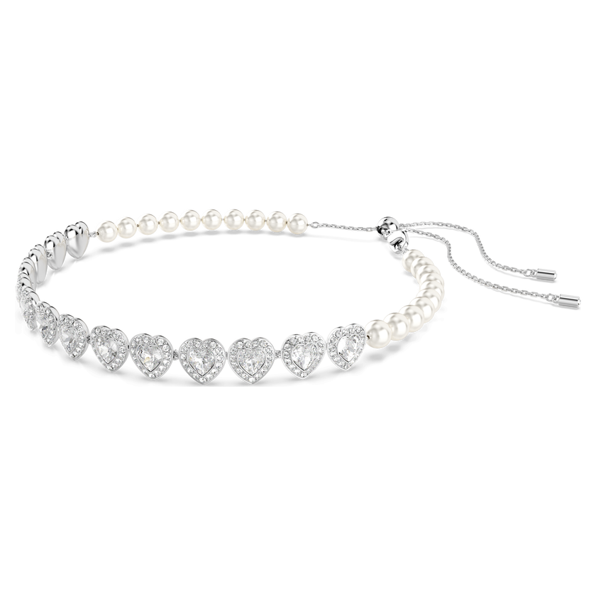 عقد شوكر تنس ariana grande x swarovski، قطع متنوع، شكل قلب، لون أبيض، طلاء روديوم