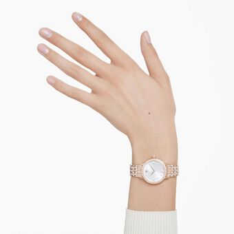swarovski ساعة imber، صناعة سويسرية، سوار معدني، لون ذهبي وردي، لمسة نهائية بلون ذهبي وردي