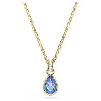 swarovski قلادة chroma، قطع كمثري، لون أزرق، لمسة نهائية من الذهب عيار 18 قيراط