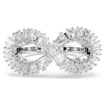 swarovski خاتم كوكتيل hyperbola، شكل إنفينيتي، لون أبيض، طلاء روديوم