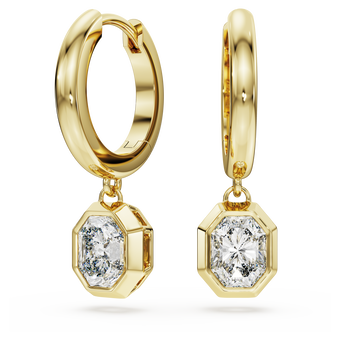 swarovski octagon drop earrings  lab grown diamonds 1 0 ct tw  octagon shape  18k yellow gold