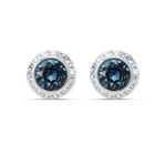 swarovski أقراط angelic الكبيرة للأذن المثقوبة، زرقاء اللون، مطلية بالروديوم