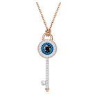 swarovski قلادة symbolica، عين الحسود ومفتاح، لون أزرق، طلاء باللون الذهبي الوردي