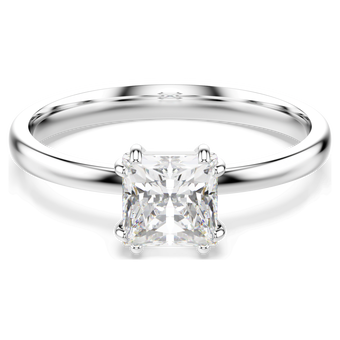 swarovski خاتم attract، قطع مربع، لون أبيض، طلاء روديوم