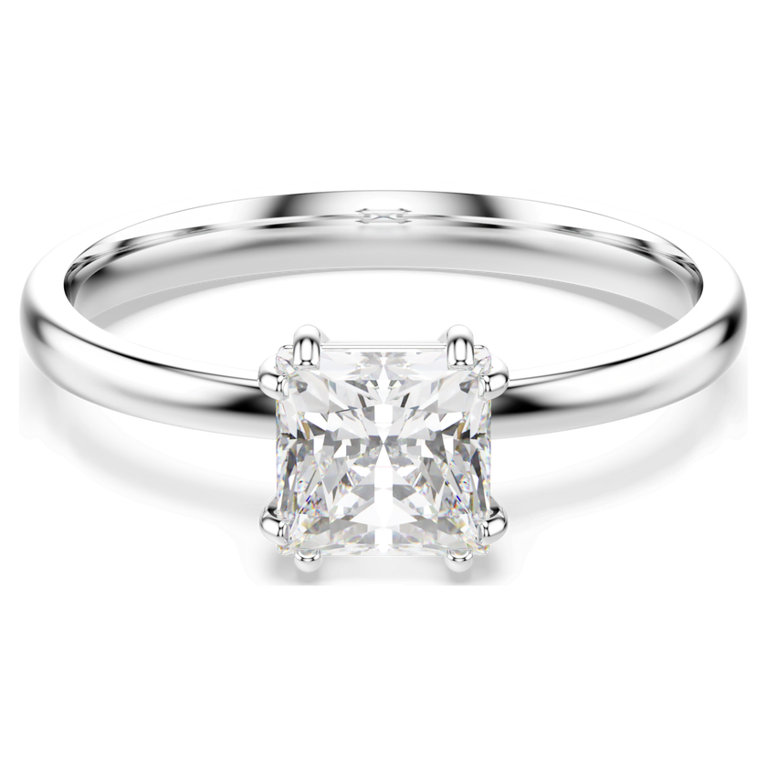 swarovski خاتم attract، قطع مربع، لون أبيض، طلاء روديوم