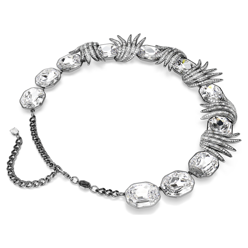 swarovski عقد the vienna collection، شكل ريشة، لون أبيض، طلاء روثينيوم