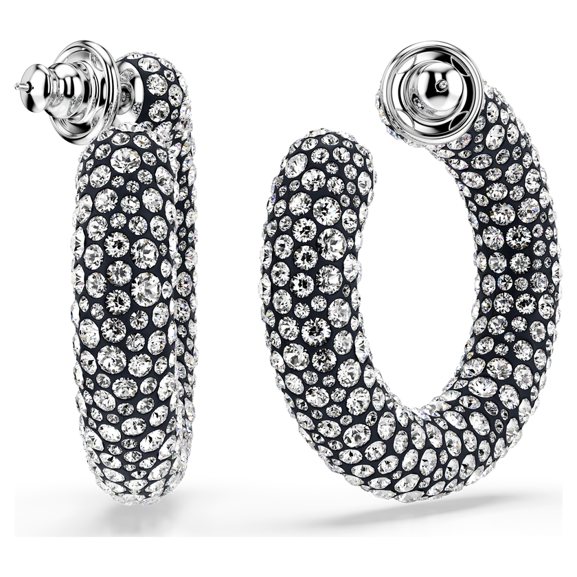 swarovski أقراط حلقية sublima، قطع مستدير متنوع، لون أبيض، طلاء روديوم