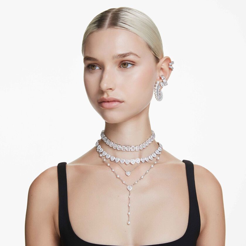 swarovski سوار تنس una angelic،   قطع مستدير، حجم صغير، لون أبيض، طلاء روديوم