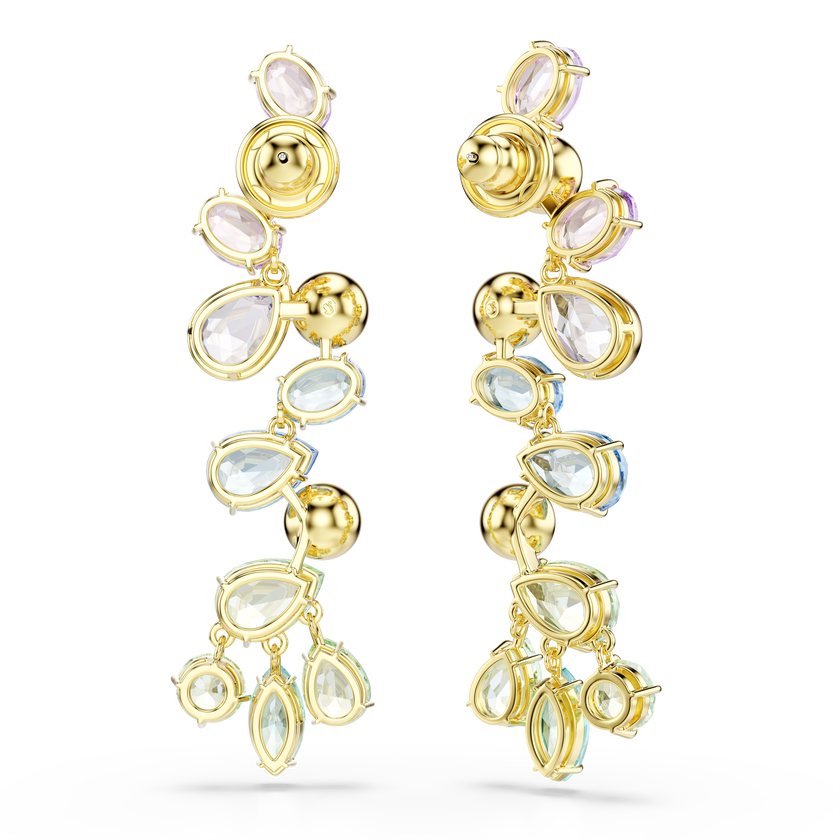 swarovski أقراط متدلية gema، قطع متنوع، تصميم كالثريا، طويلة، ألوان متعددة، طلاء باللون الذهبي