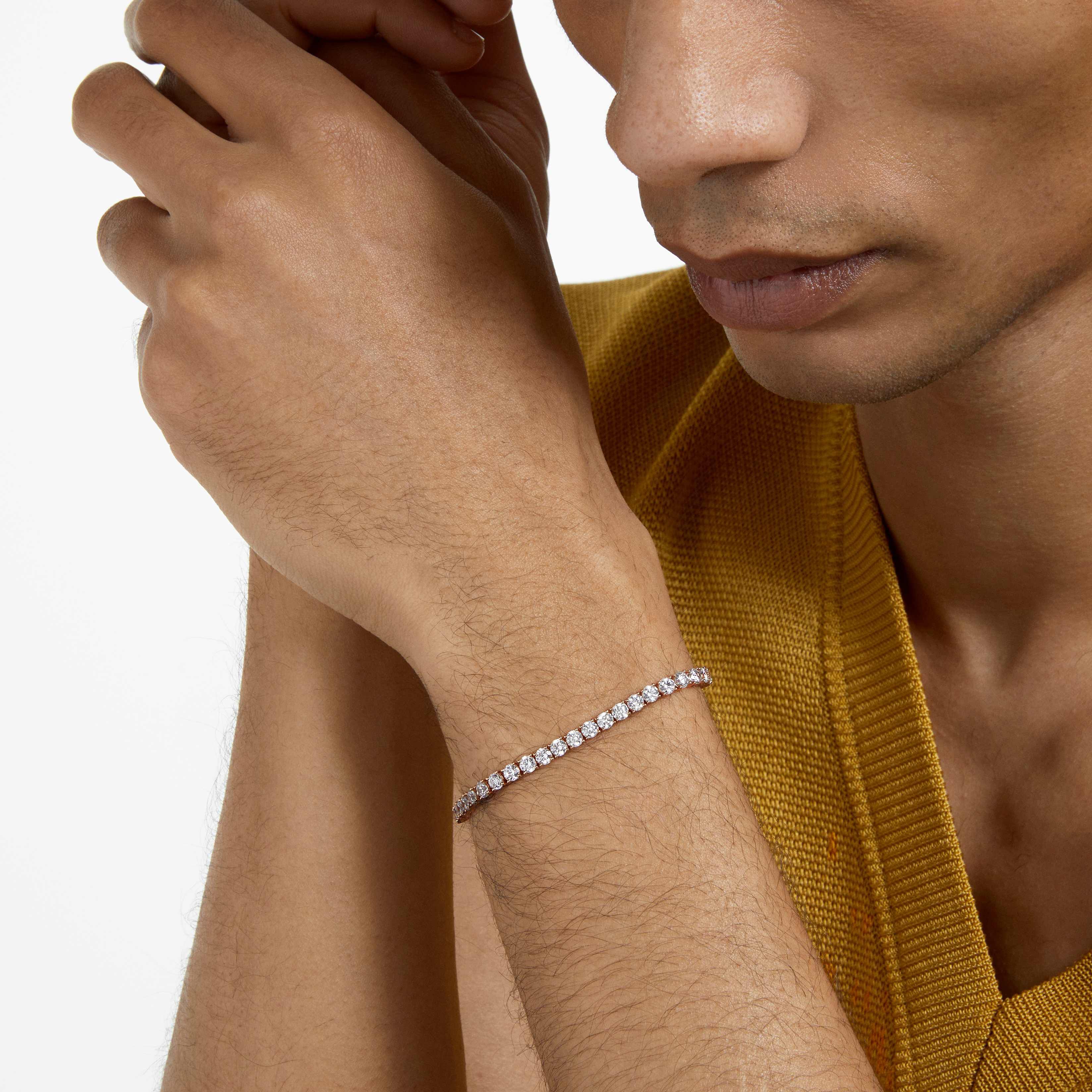 swarovski سوار tennis، لون أبيض، طلاء ذهبي وردي