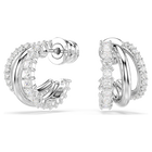 swarovski أقراط حلقية hyperbola، قطع مستدير، حجم صغير، لون أبيض، طلاء روديوم