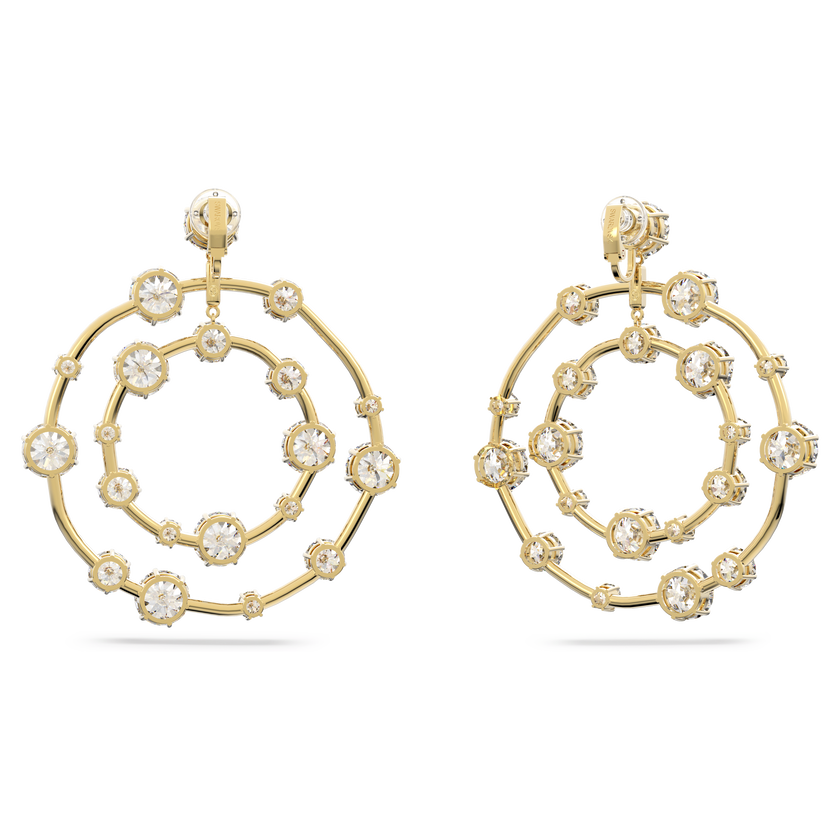 swarovski أقراط constella بمشبك، قطع مستدير متنوع، لون أبيض، طلاء بلون ذهبي