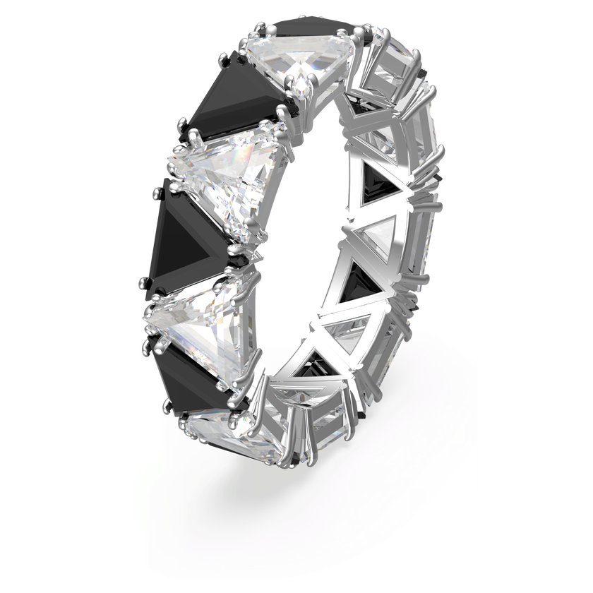 swarovski خاتم كوكتيل matrix، قطع مثلث، لون أسود، طلاء روديوم