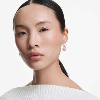 swarovski أقراط متدلية swan، كريستالات متراصة، بجعة، لون وردي