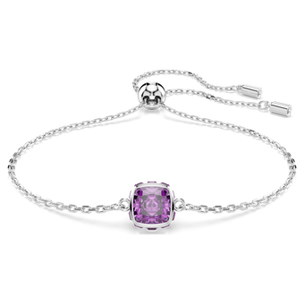 swarovski سوار birthstone، قطع مربع، february، لون أرجواني، طلاء روديوم