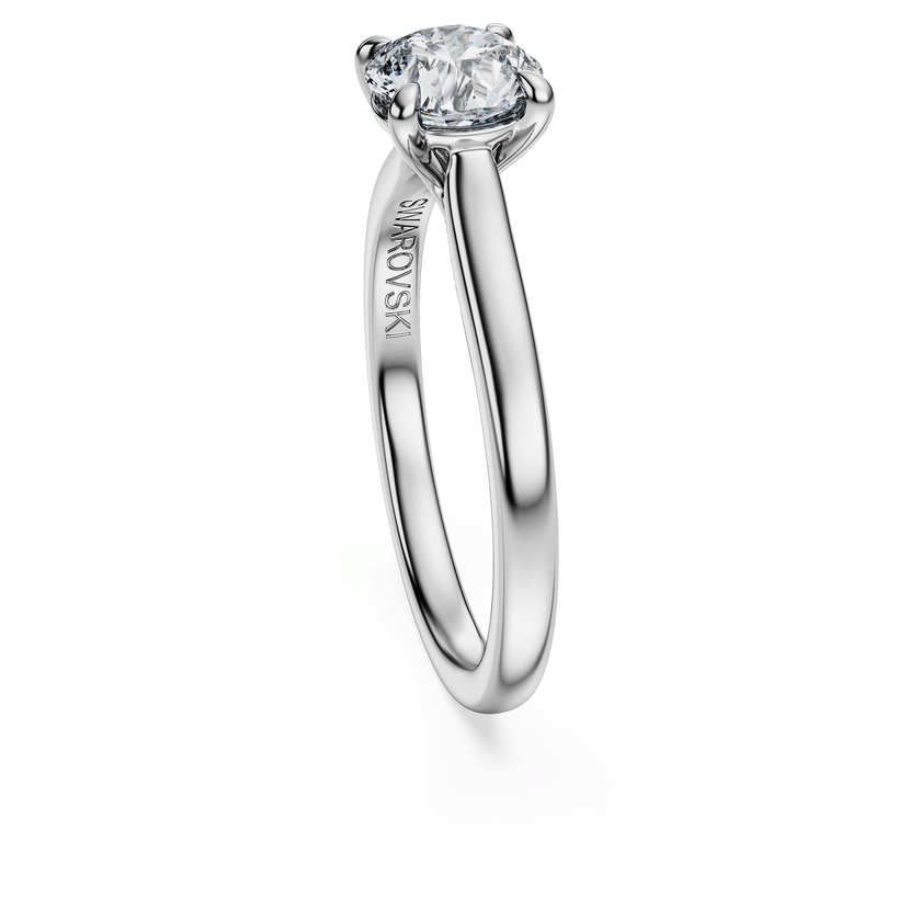 swarovski خاتم سوليتير eternity، أحجار ألماس مُصنعة في المختبر بإجمالي 1 قيراط، قطع مستدير، ذهب أبيض عيار 18