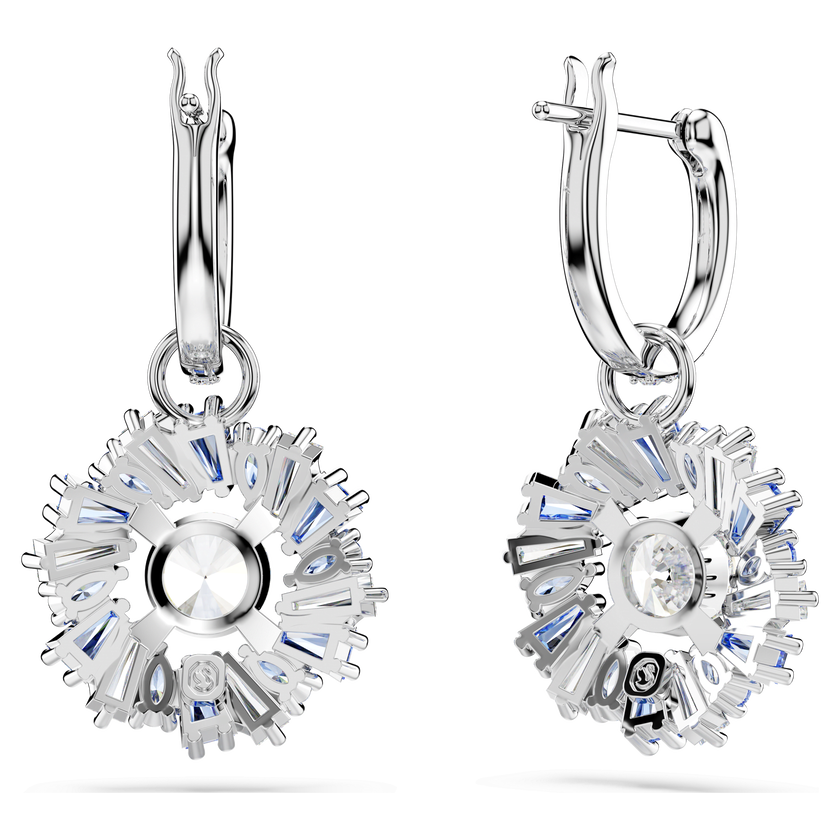 swarovski أقراط متدلية idyllia، على شكل زهرة، لون أزرق، طلاء روديوم