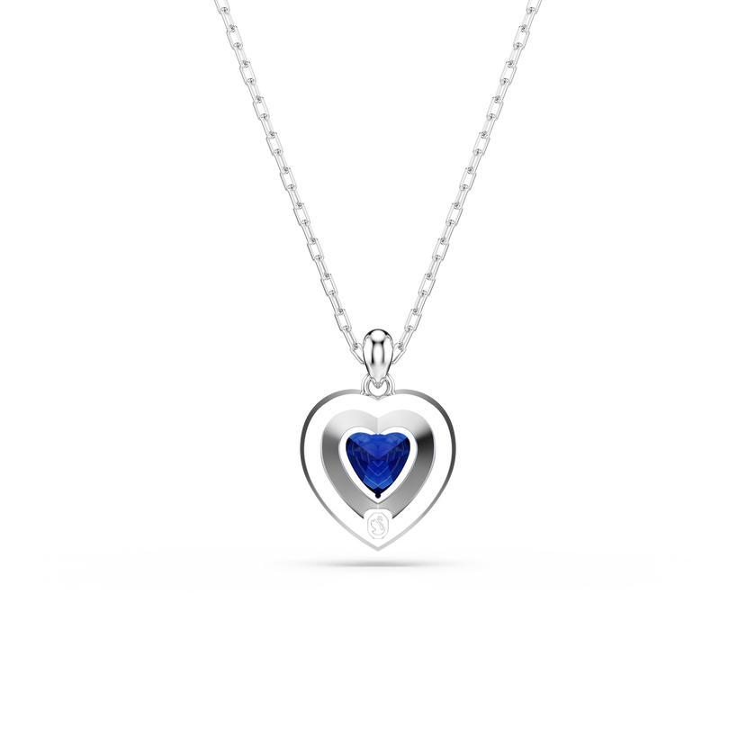 swarovski قلادة one، قطع على شكل قلب، ترصيع بافيه، شكل قلب، لون أزرق، طلاء روديوم