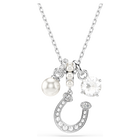 swarovski قلادة symbolica، لآلئ كريستال، قطع مستدير، أحجار كريستال صغيرة متراصة، شكل حدوة حصان، لون أبيض، طلاء روديوم