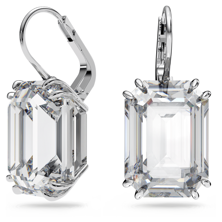 swarovski أقراط millenia، مزدانة بكريستالات مثمنة، لون أبيض، طلاء روديوم