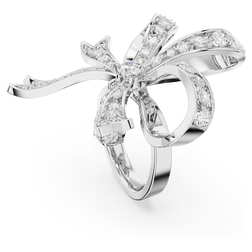 swarovski خاتم volta كوكتيل، على شكل أنشوطة، حجم كبير، لون أبيض، طلاء روديوم