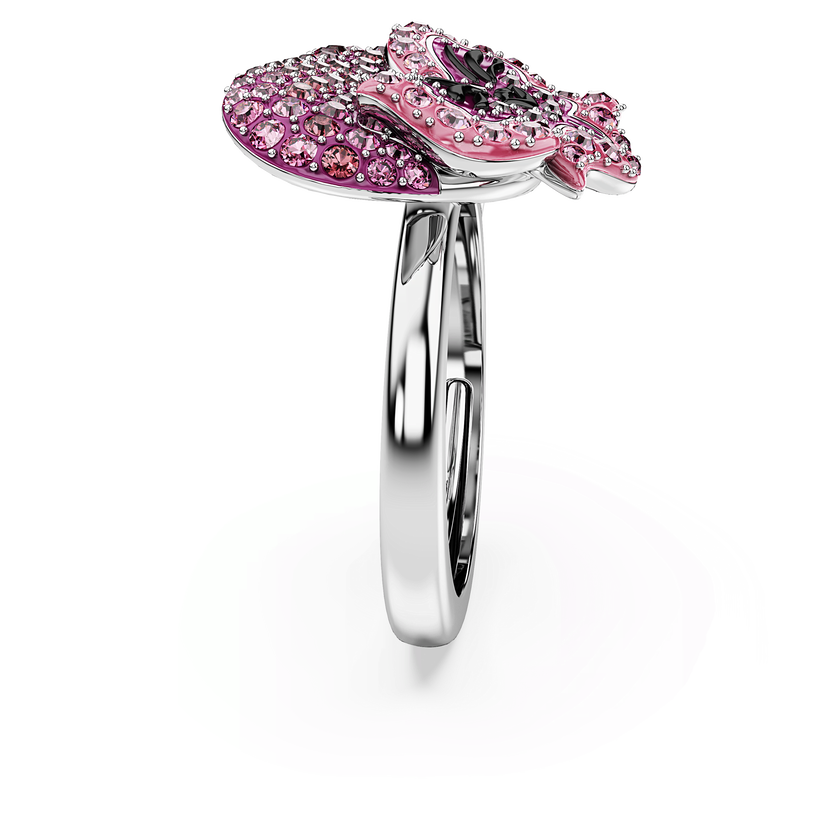 swarovski خاتم كوكتيل alice in wonderland، شكل زهرة، ألوان متعددة، طلاء روديوم