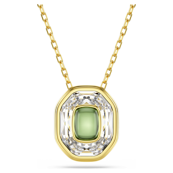 swarovski قلادة chroma، قطع مُثَمَّن، لون أخضر، طلاء باللون الذهبي