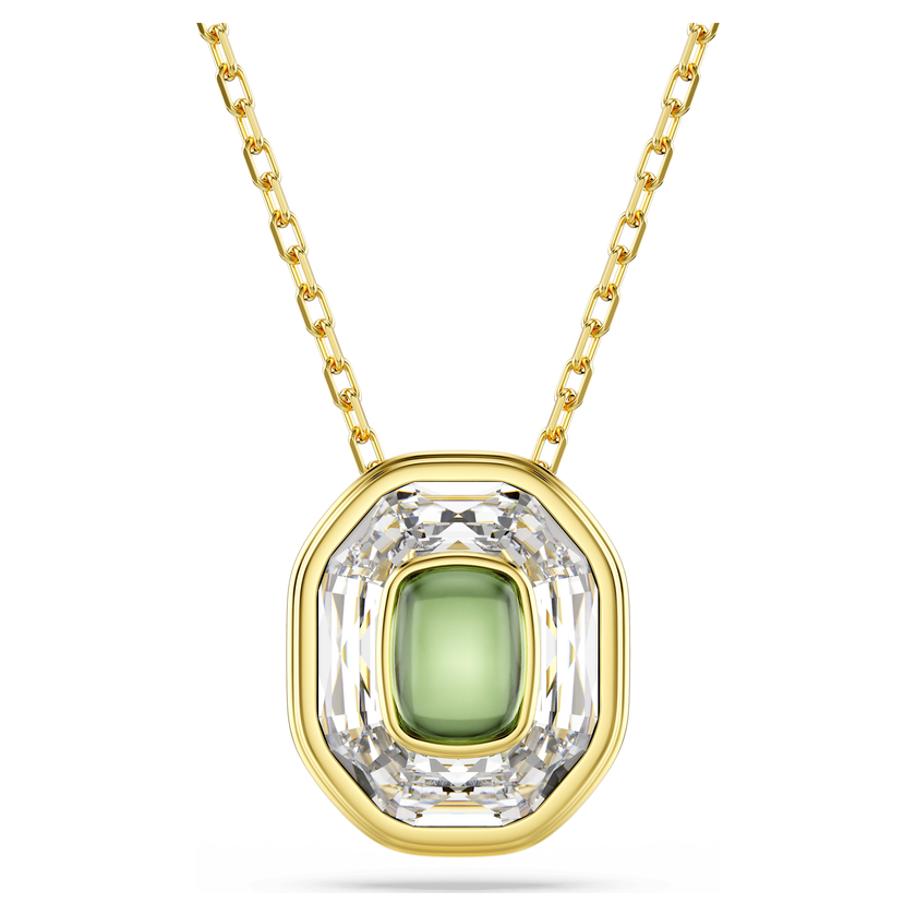 swarovski قلادة chroma، قطع مُثَمَّن، لون أخضر، طلاء باللون الذهبي