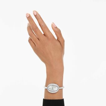 swarovski ساعة imber bangle، صناعة سويسرية، سوار معدني، لون فضي، ستانلس ستيل