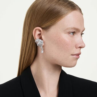 swarovski أقراط بمشبك vienna، قطع متنوع، بجعة، لون أبيض، طلاء روديوم