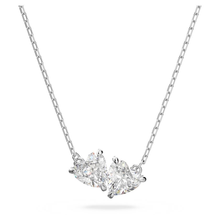 swarovski عقد mesmera، على شكل قلب، لون أبيض، طلاء روديوم