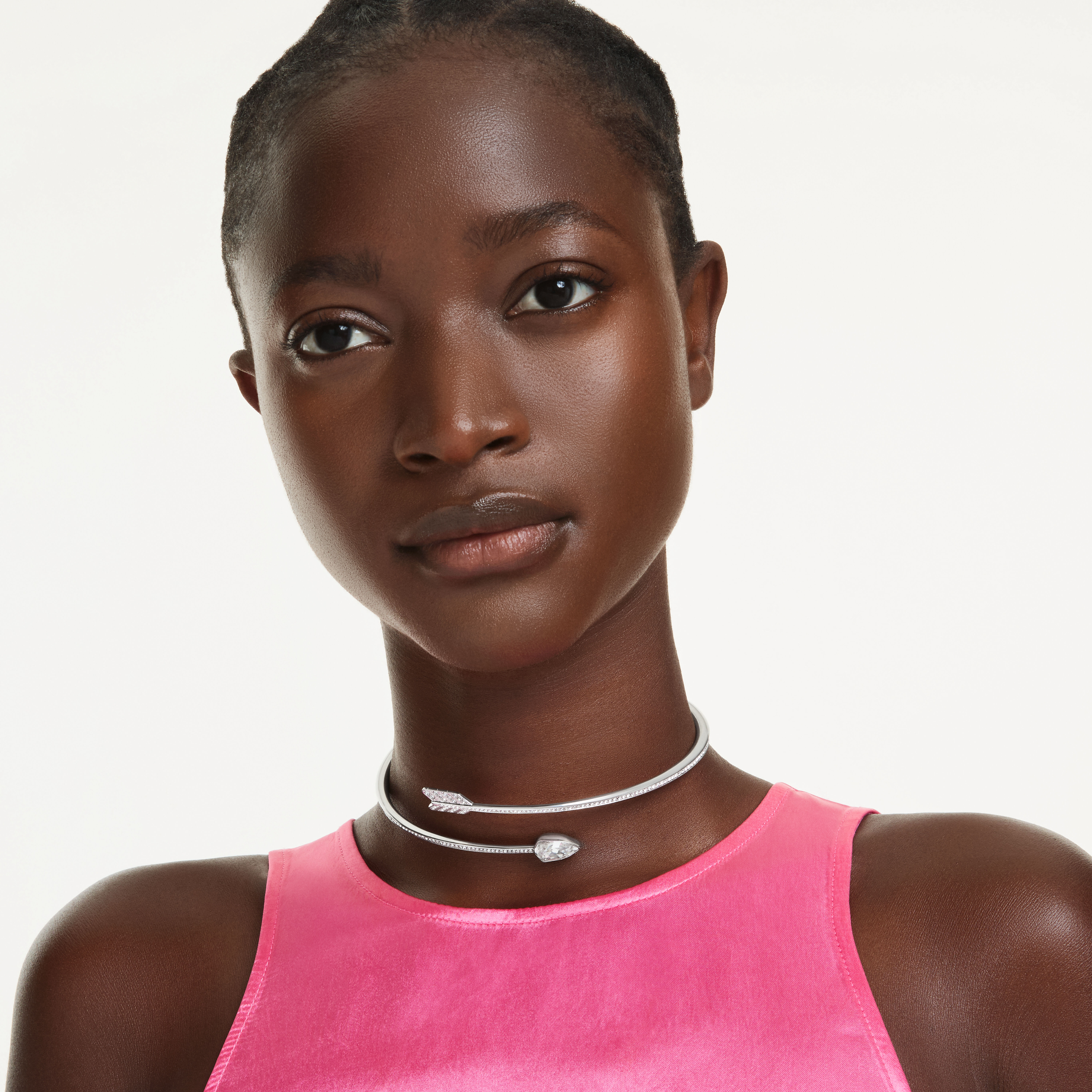 swarovski عقد شوكر idyllia، قطع متنوع، شكل سهم، لون أبيض، طلاء روديوم