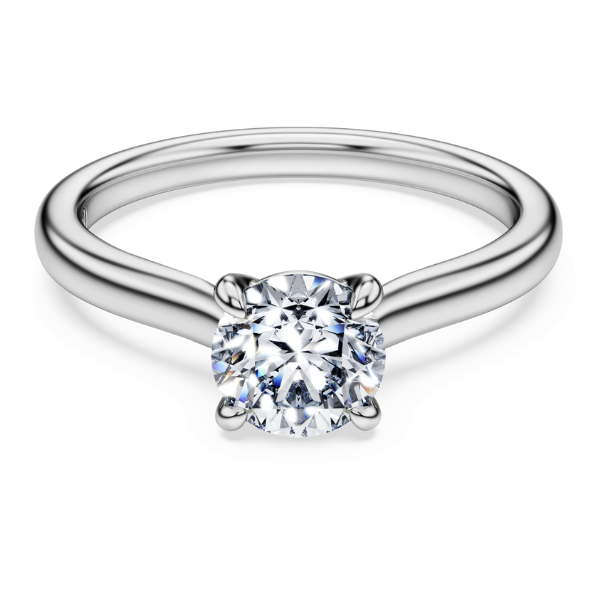 swarovski خاتم سوليتير eternity، أحجار ألماس مُصنعة في المختبر بإجمالي 1 قيراط، قطع مستدير، ذهب أبيض عيار 18