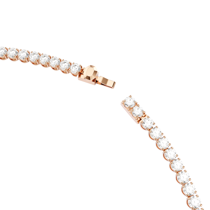 swarovski عقد تنس matrix، قطع مستدير، لون أبيض، لمسة نهائية من الذهب الوردي عيار 18 قيراط