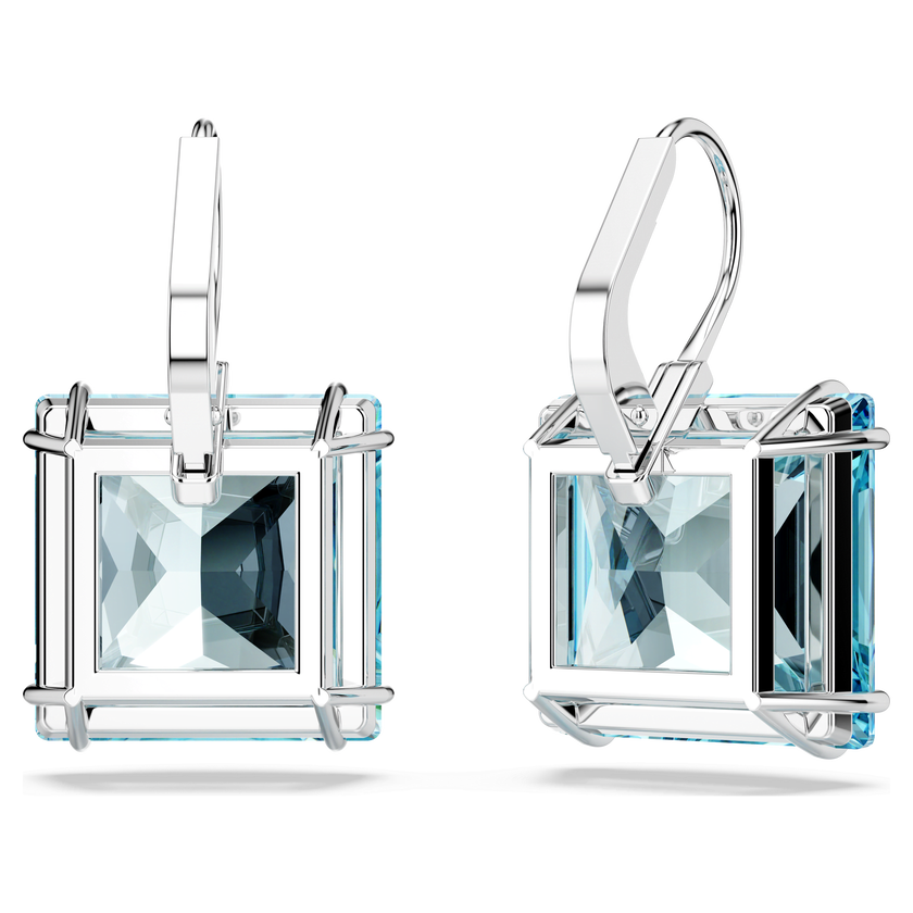 swarovski أقراط millenia، مزدانة بكريستالات مربعة، لون أزرق، طلاء روديوم