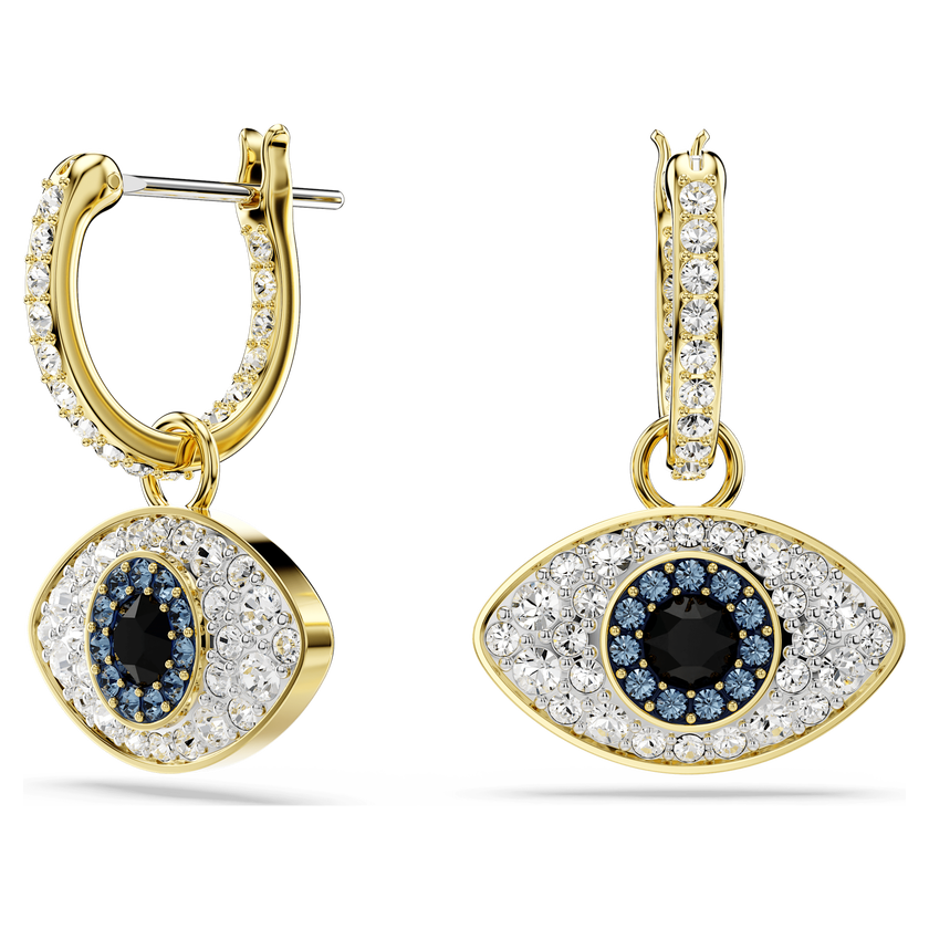 swarovski أقراط متدلية symbolica، عين الحسود، لون أزرق، طلاء باللون الذهبي