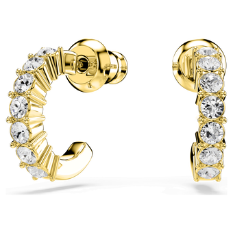 swarovski أقراط حلقية mini hoop، قطع مستدير، لون أبيض، طلاء باللون الذهبي