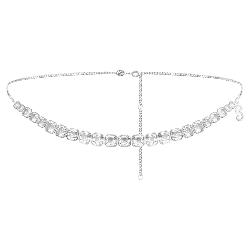 سلسلة للبطن swarovski x skims، قطع إمبيريال، لون أبيض، ستانلس ستيل