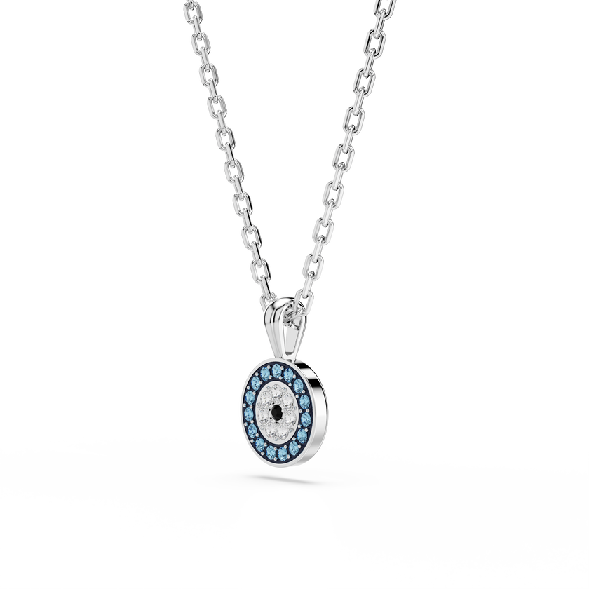 swarovski قلادة luckily، أحجار كريستال صغيرة متراصة، شكل عين، لون أزرق، طلاء روديوم