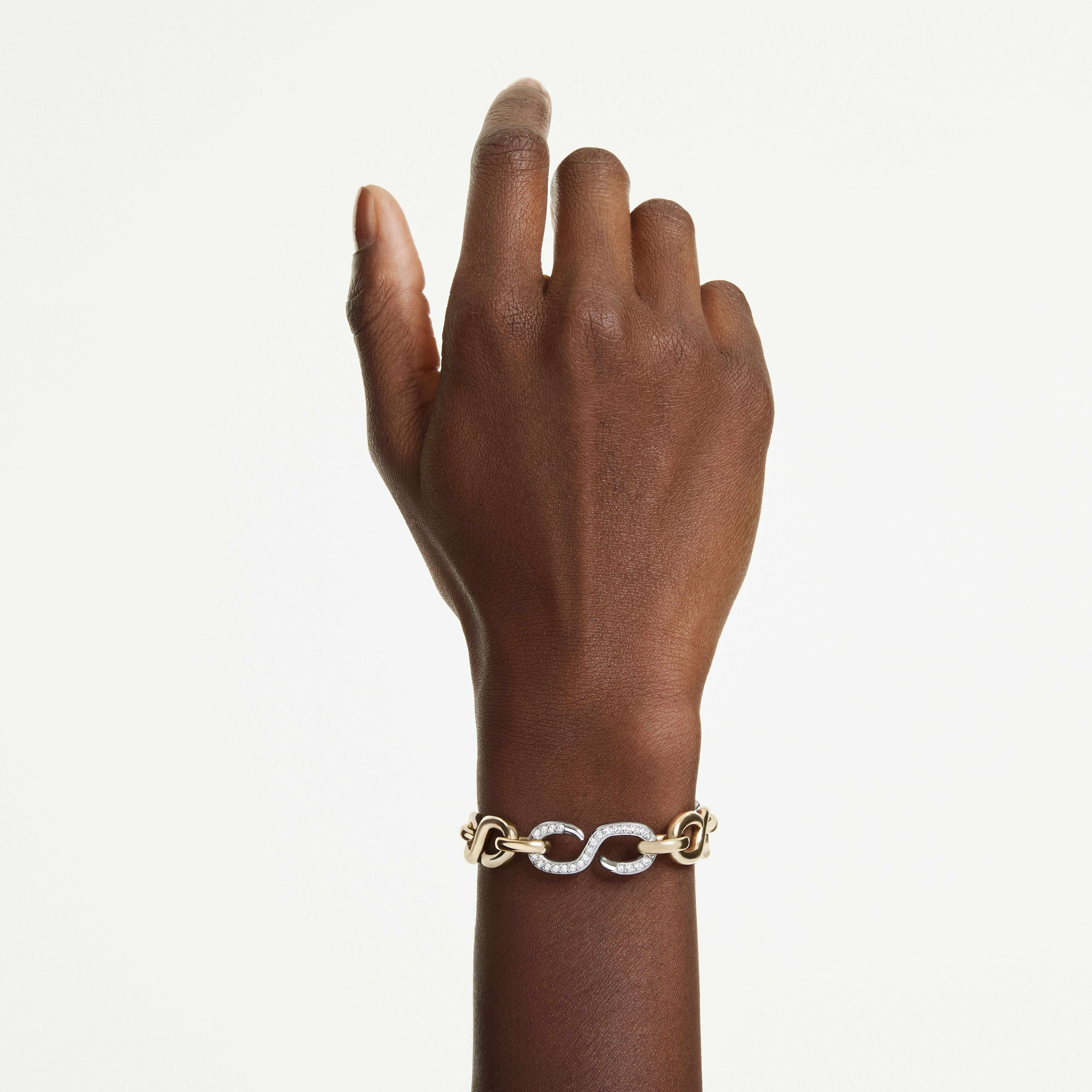 swarovski سوار dextera، قطع مستدير، قفل على شكل حرف t، لون أبيض، لمسة نهائية من معادن مختلطة