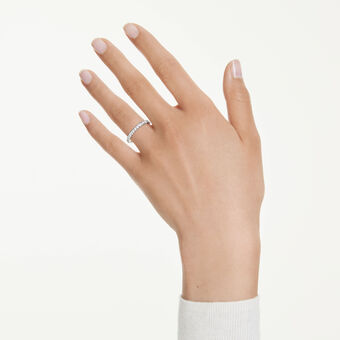 swarovski خاتم عريض eternity، ألماس مُصنع في المختبر إجمالي 0 4 قيراط، شكل دائري، فضة استرليني